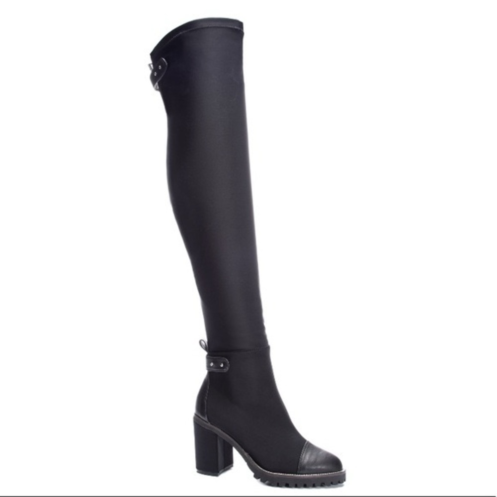 CHINESE LAUNDRY Jerry over the knee Lycra lug sole boots